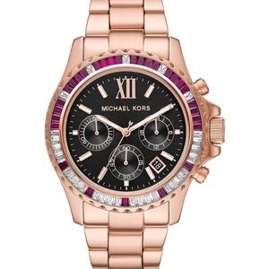 MICHAEL KORS Oversized Everest Pavé Rose Gold-Tone Watch